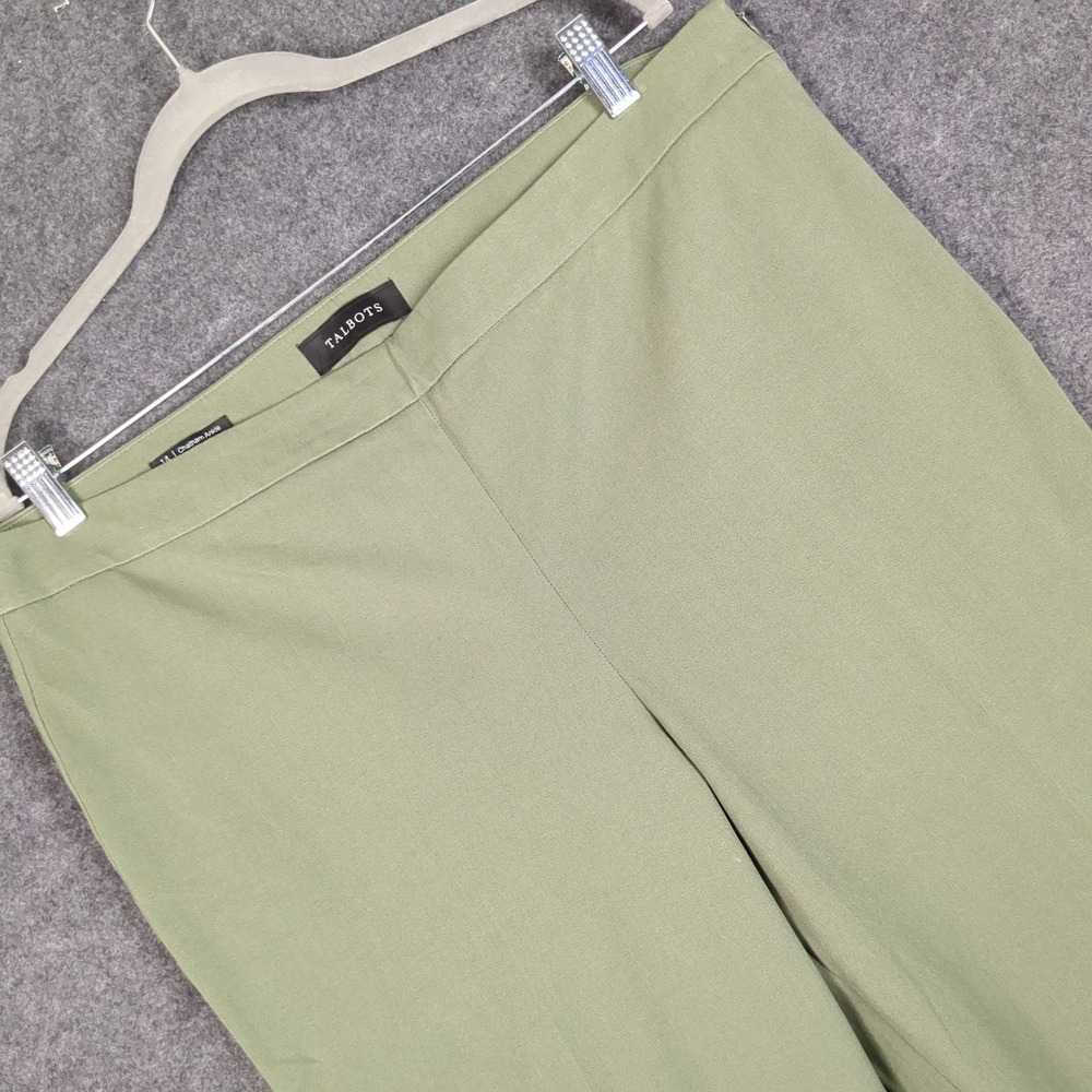 Talbots Chatham Ankle Pants Womens 14 Sage Green Side Zip Straight Leg Trousers